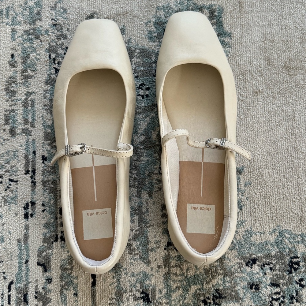 Dolce Vita Ivory Leather Mary Jane Flats